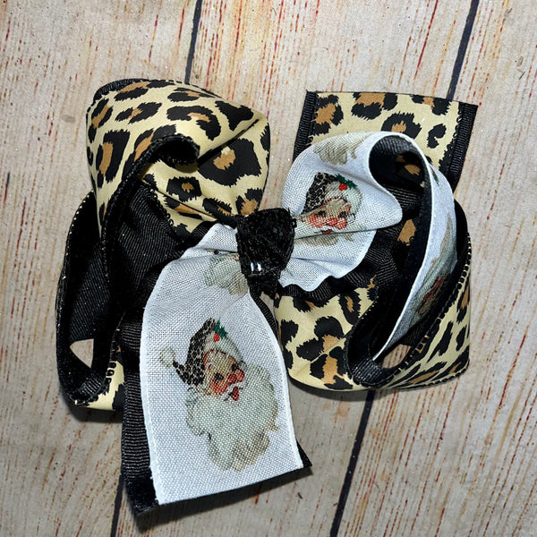 VINTAGE santa TWISTED Custom Printed Hair Bows