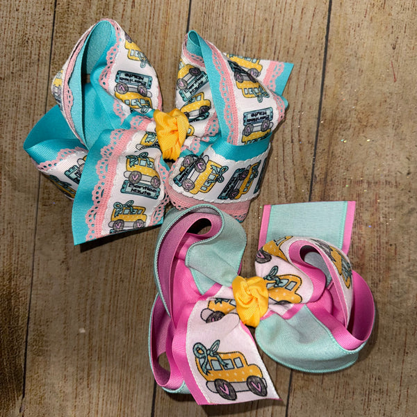 2025 BTS Frilly School Bus Bow Custom Printed Hair Bow