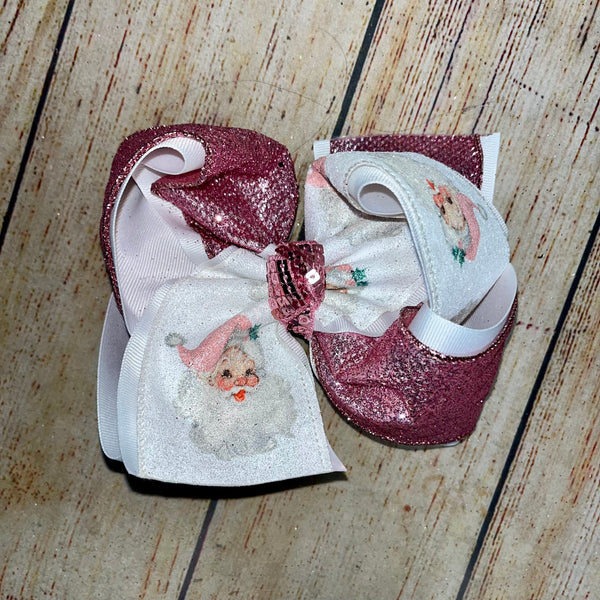VINTAGE santa TWISTED Custom Printed Hair Bows