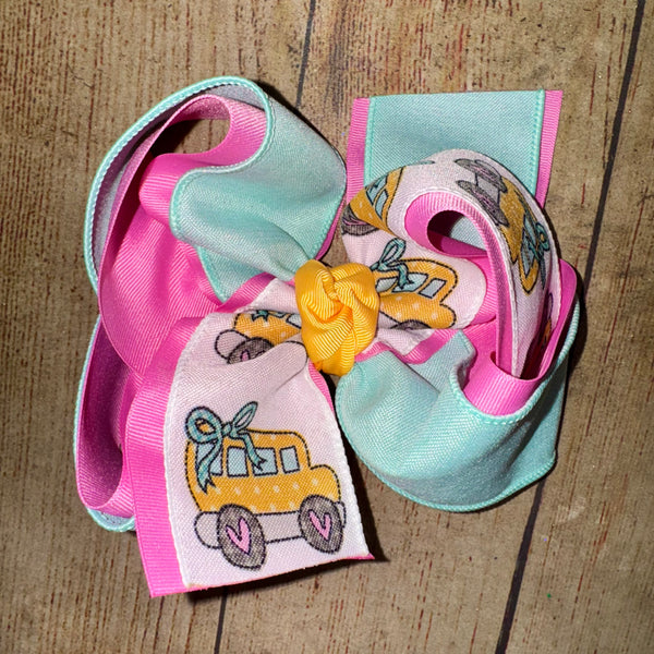2025 BTS Frilly School Bus Bow Custom Printed Hair Bow