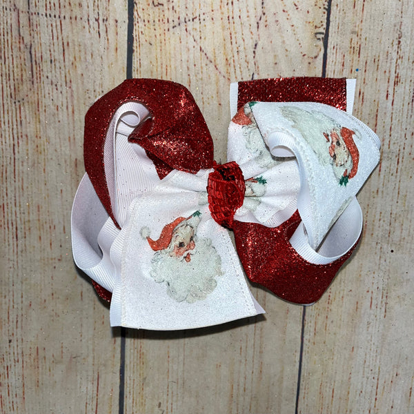 VINTAGE santa TWISTED Custom Printed Hair Bows