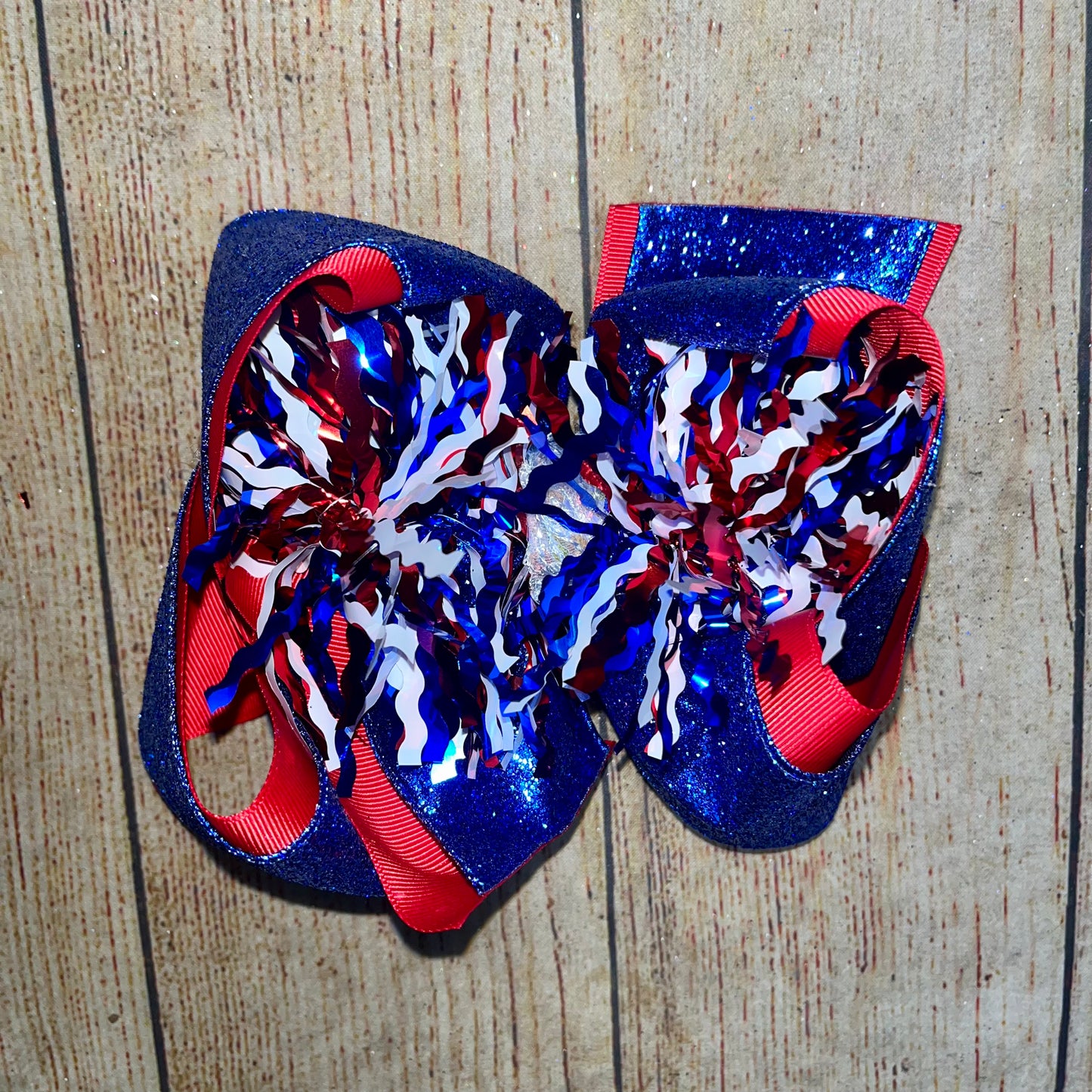 *LIMITED* FIRECRACKER Over The Top Tinsel Bows PATRIOTIC