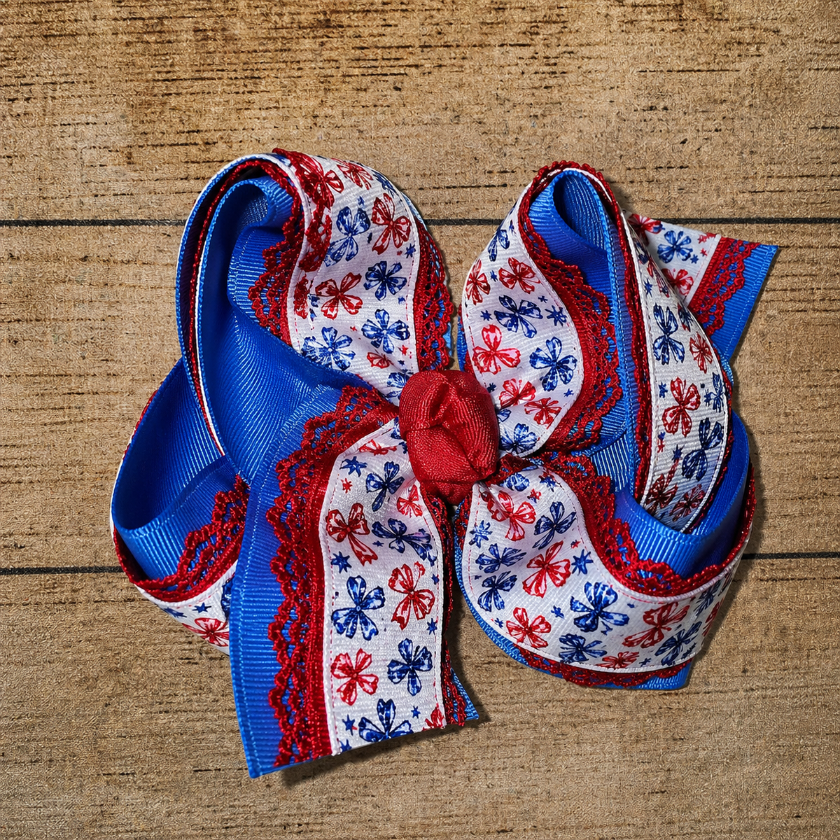RWB Bowknot Frilly Triple Layer Bow