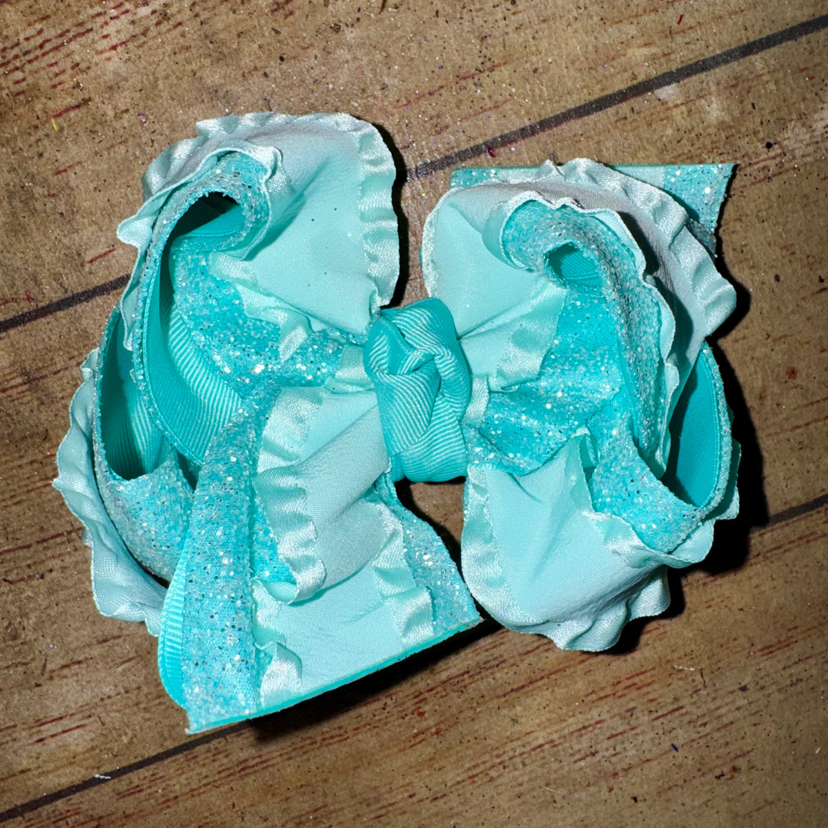 GLITTER BAB Build-A-Bow Frilly Double Ruffle Triple Layer Bow -Choose your colors!
