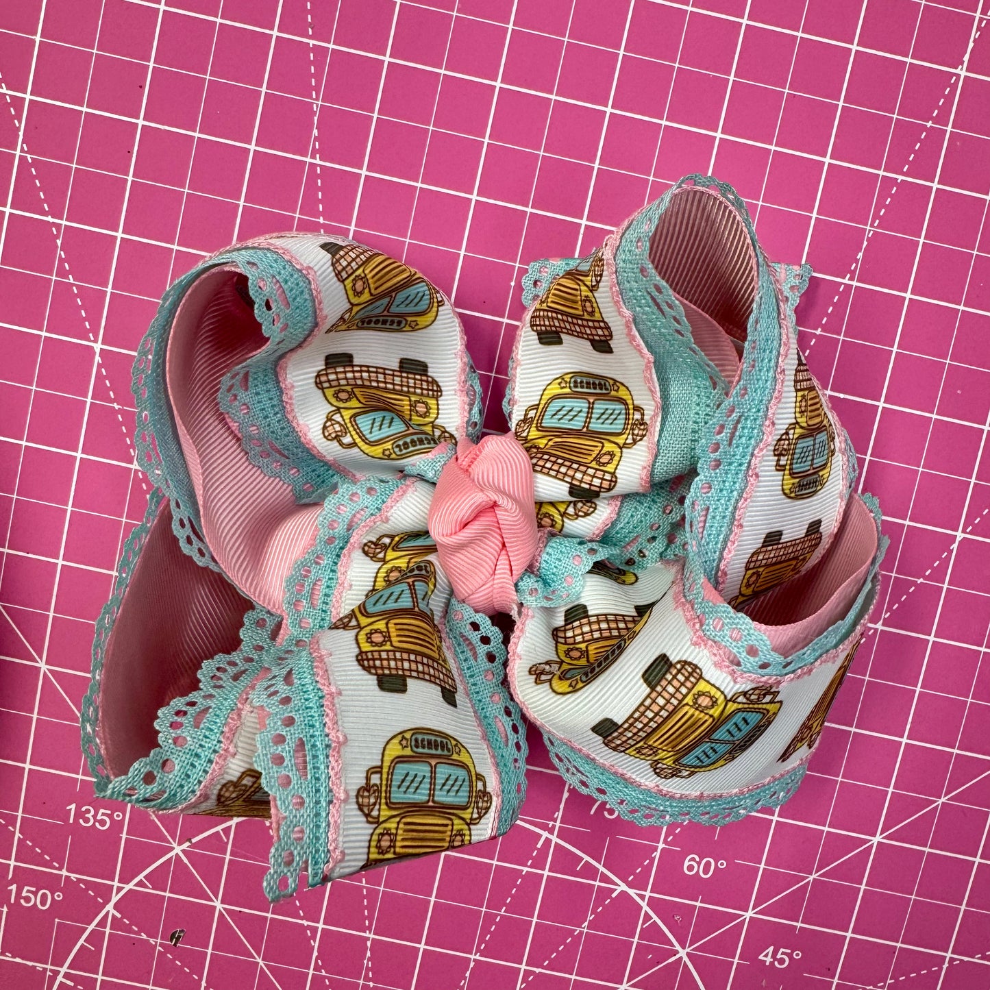 2026 BTS Frilly Checker Bus Bow Custom Printed Hair Bow