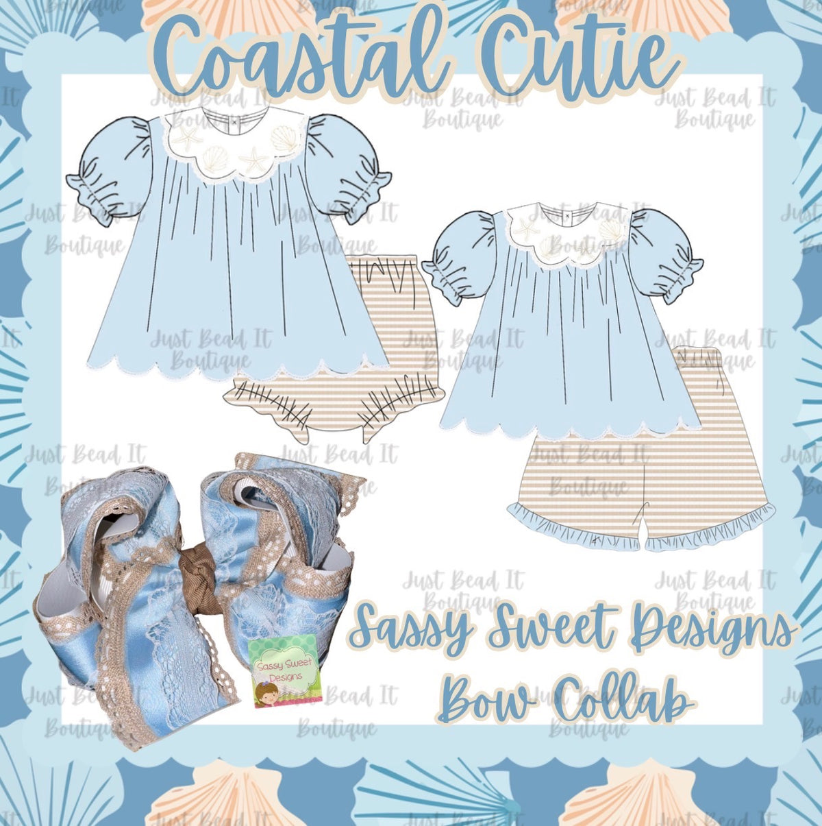 Lace Frilly JBI COASTAL CUTIE Triple Layer Bow