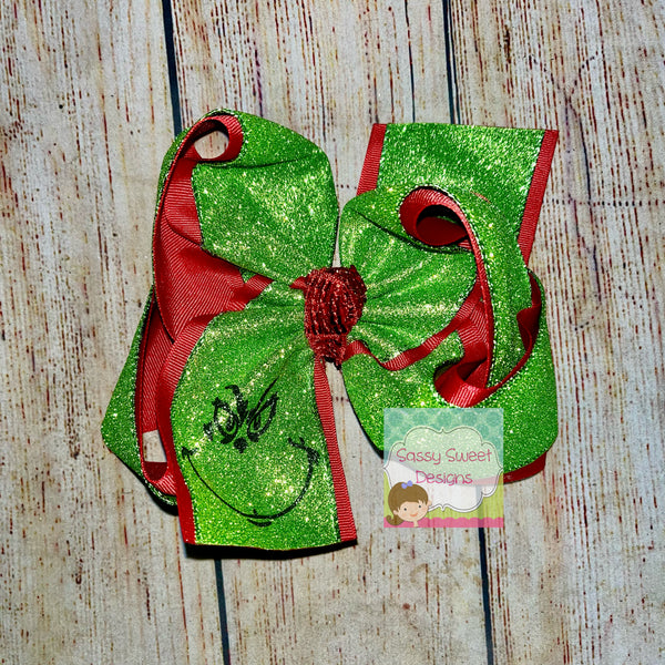 Grinch Christmas 2022 -  Glitter, Grosgrain, and Pony Hair Bows