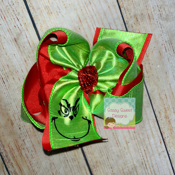 Grinch Christmas 2022 -  Glitter, Grosgrain, and Pony Hair Bows