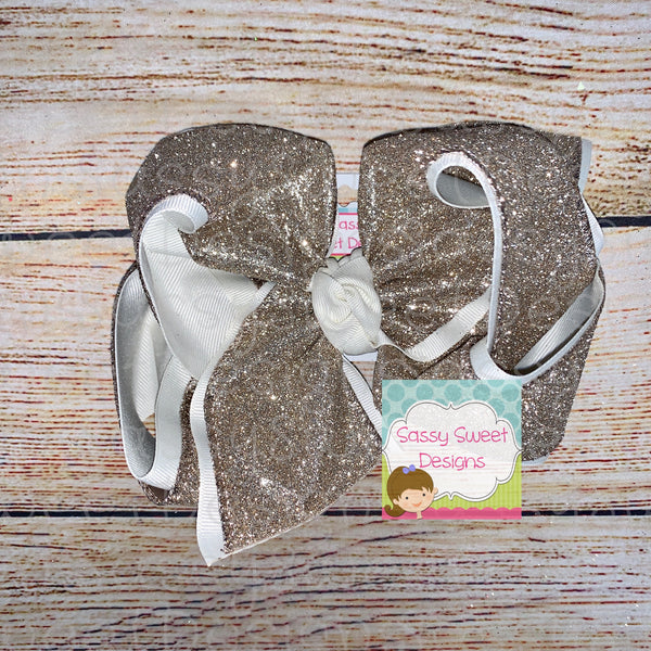 Platinum Solid Glitter Hair Bow