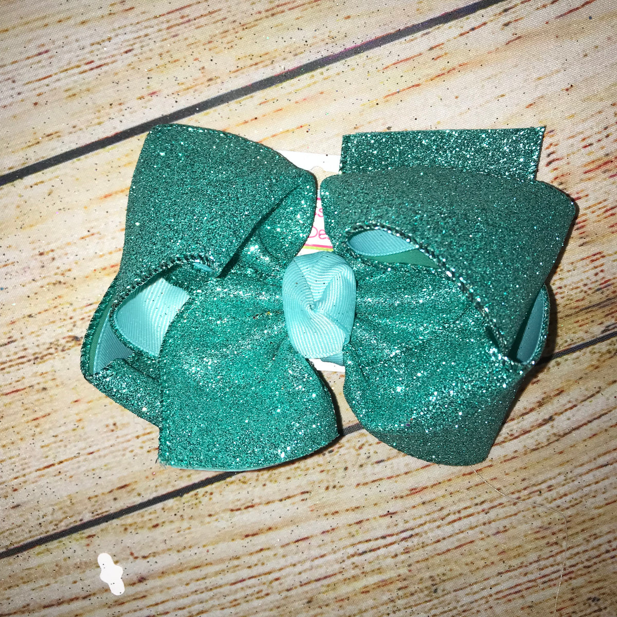 Aqua Solid Glitter Hair Bow