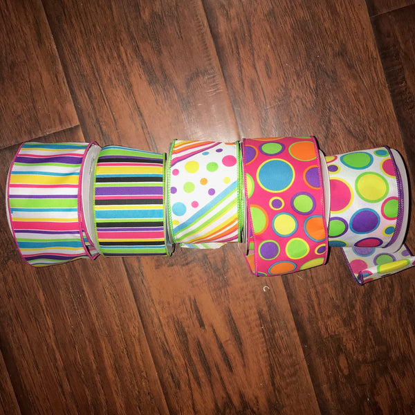 Multi Big Dot or Stripes Hair Bow