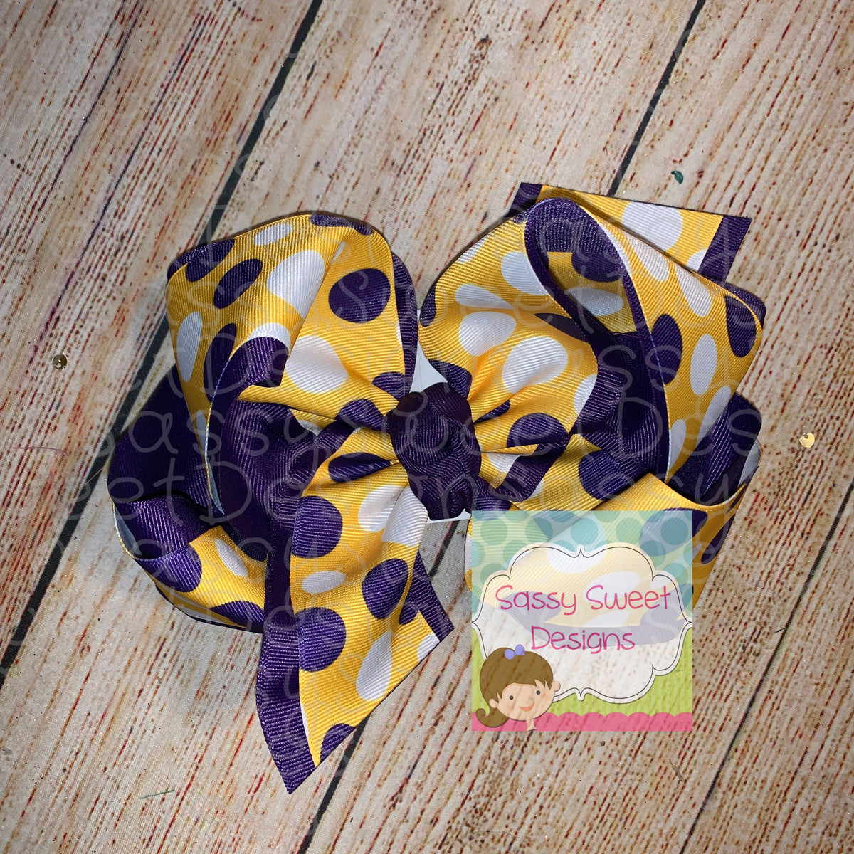 Purple & Yellow Gold Polka Dots LSU