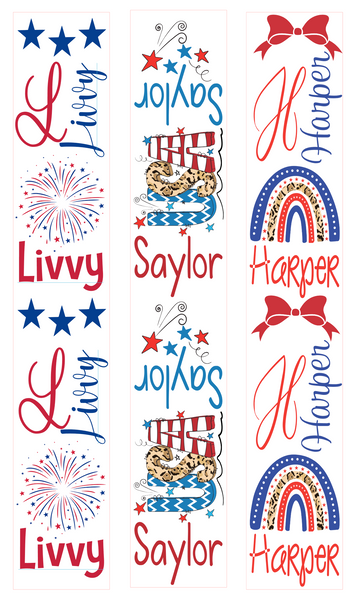 Patriotic TWISTED Custom Name Design Printed Ribbon Hair Bows