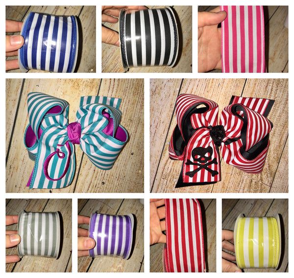 Striped Satin Hair Bow
