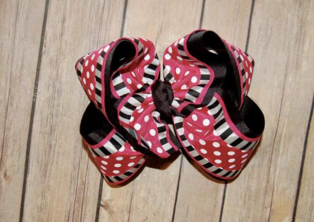 Dot Stripe Hair Bow