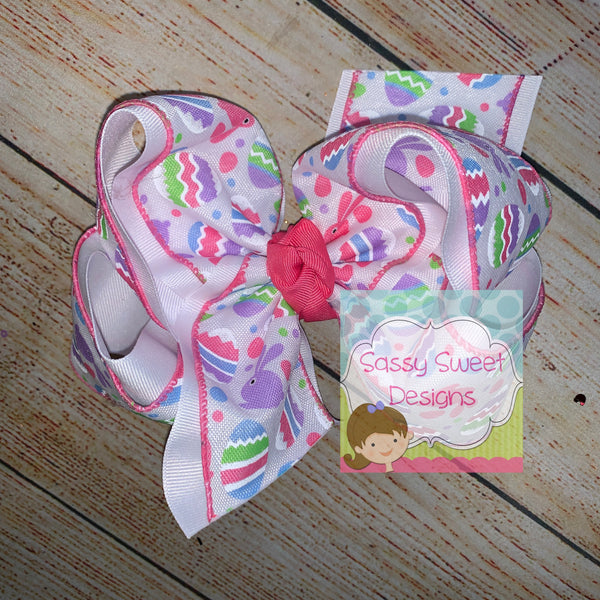 SPRING RELEASE Easter Egg Bunny Rabbit Canvas Hair Bow