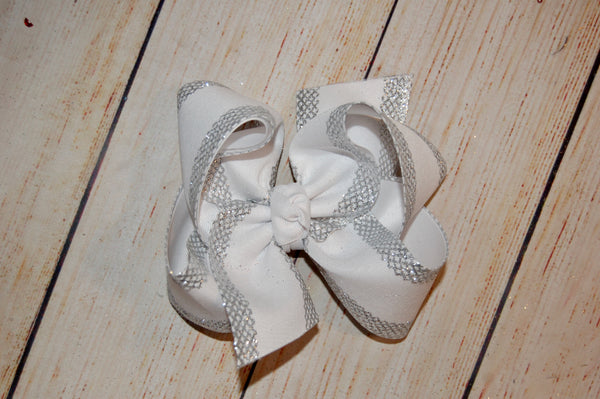 Spring Canvas Glitter Edge Hair Bow