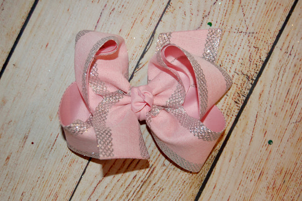 Spring Canvas Glitter Edge Hair Bow