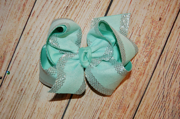 Spring Canvas Glitter Edge Hair Bow
