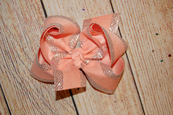 Spring Canvas Glitter Edge Hair Bow