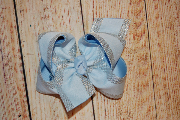 Spring Canvas Glitter Edge Hair Bow
