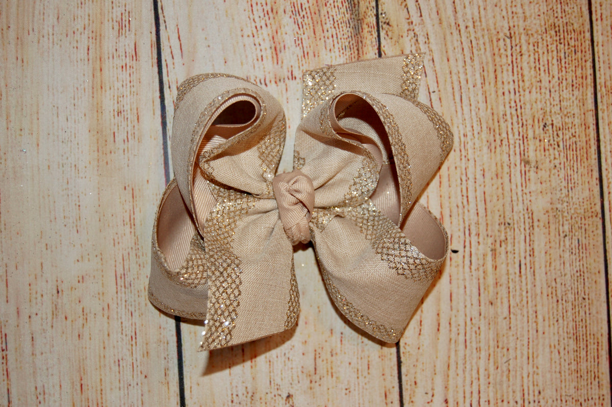 Spring Canvas Glitter Edge Hair Bow