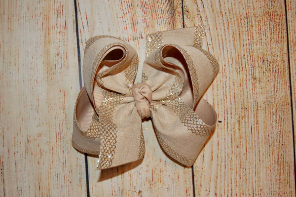 Spring Canvas Glitter Edge Hair Bow
