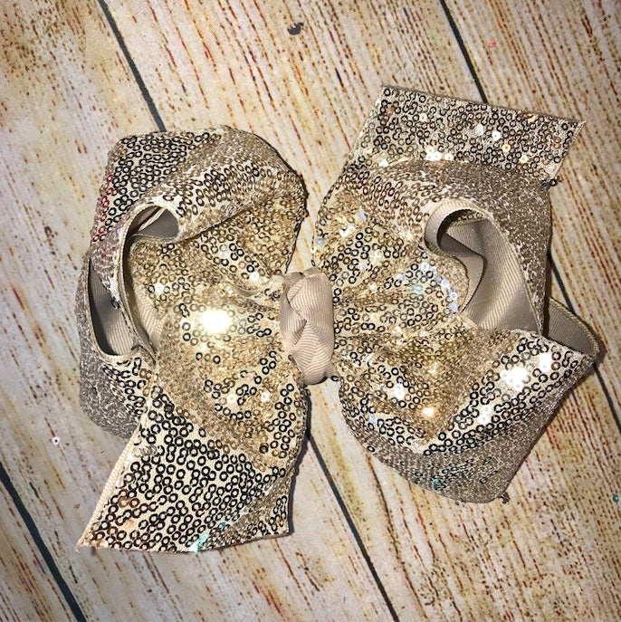 Khaki Sassy Sequins Hair Bow