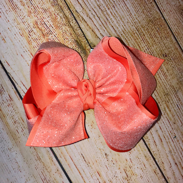 Living Coral Sugar Glitter Solid Hair Bow