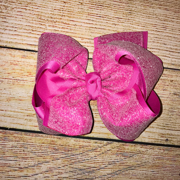 Raspberry Sugar Glitter Solid Hair Bow