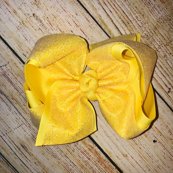 Yellow Sugar Glitter Solid Hair Bow