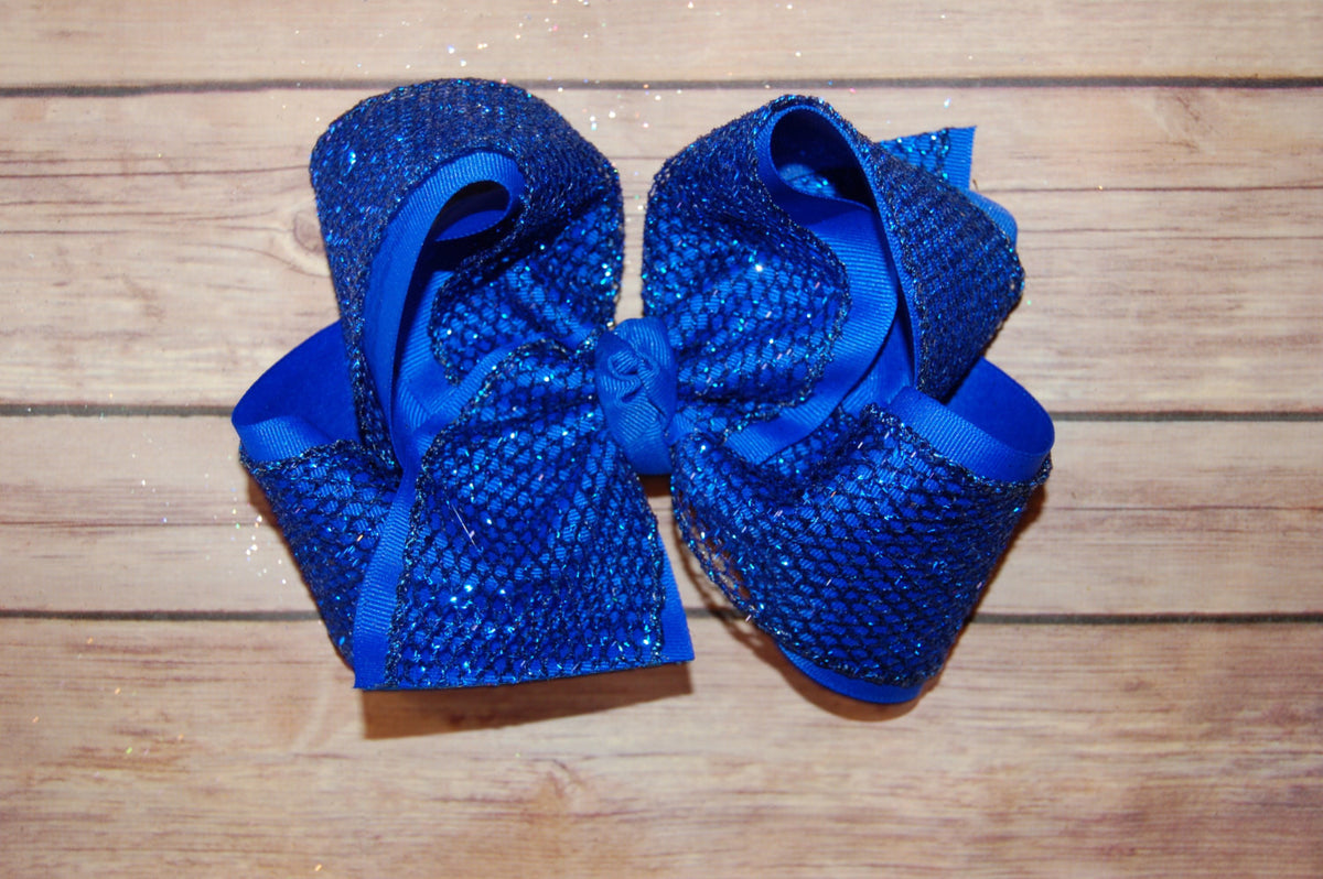 ROYAL BLUE Glitter Mesh Hairbow