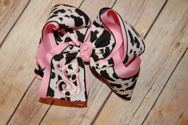 Black & White Cow Print Hair Bow