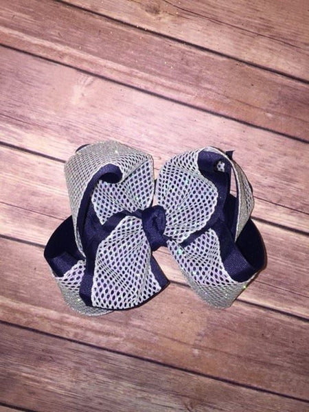 WHITE Glitter Mesh Hair Bow