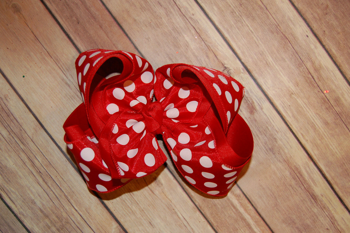 Red & White Big Dot Hair Bow