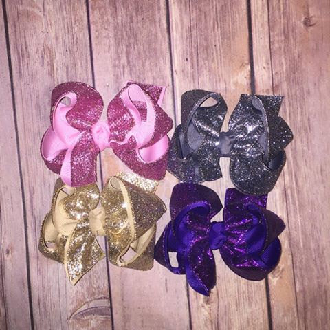 Small Medium Infant Toddler Baby Glitter Hair Bow