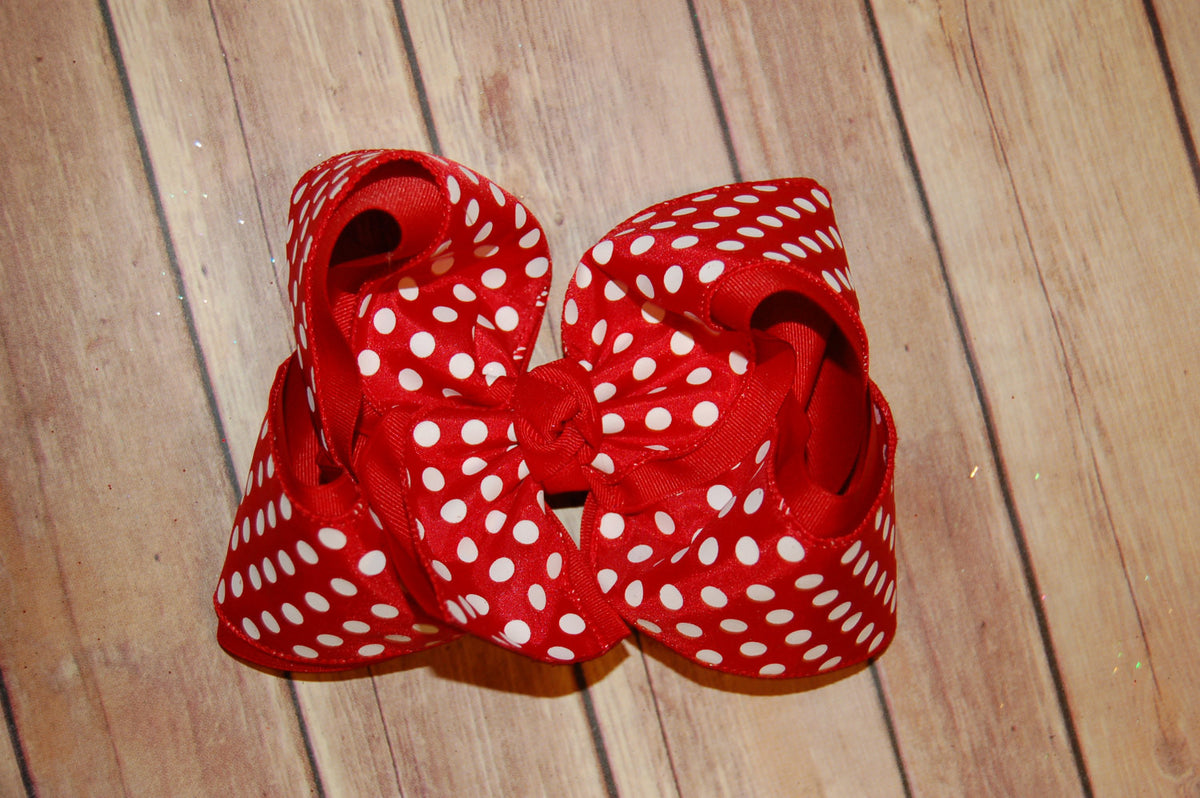 Red & White MINI Dot Hair Bow