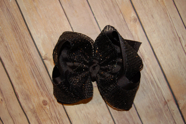 BLACK Glitter Mesh Hair Bow