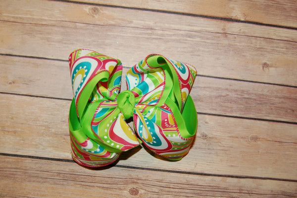 Spring Paisley Hair Bow