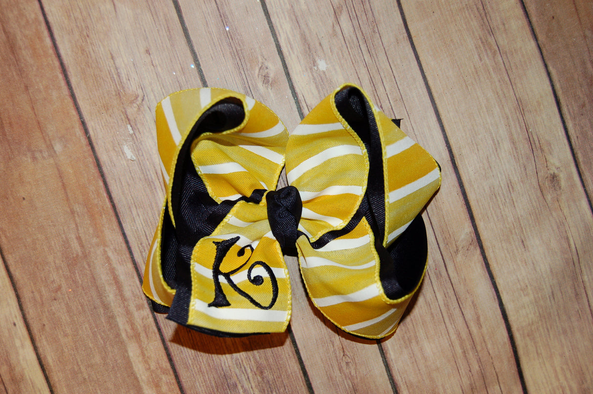 Yellow Multi Stripe Canvas Hair Bow