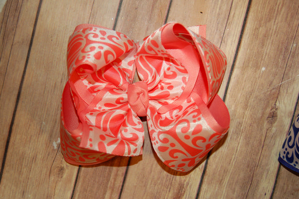 Damask Scroll Hair Bow