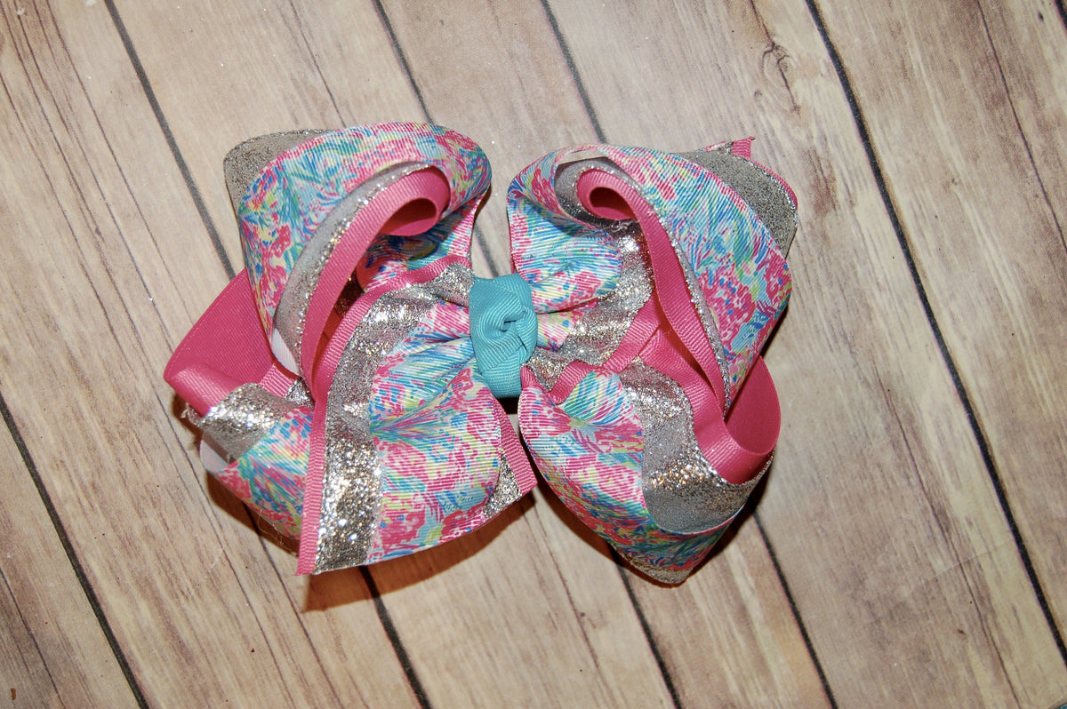 SSD Lilly Let's Cha Cha Floral Triple Glitter Hair Bow