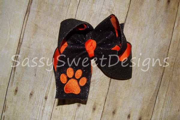 Black Solid Glitter Hair Bow