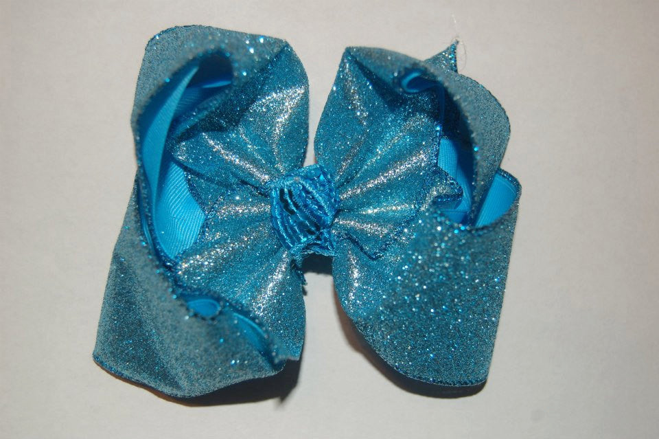 Light Blue/Aqua Solid Glitter Hair Bow