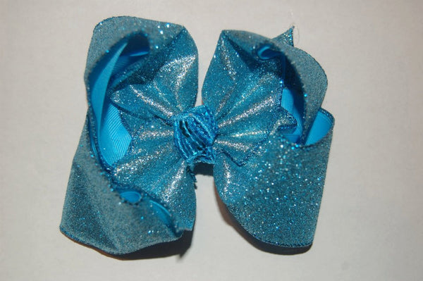 Light Blue/Aqua Solid Glitter Hair Bow
