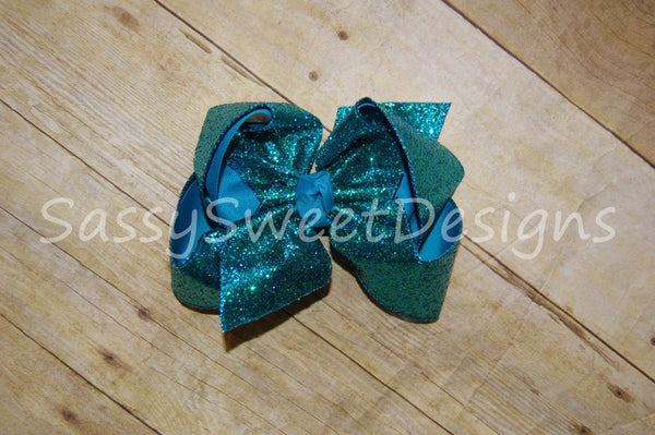 Sapphire Solid Glitter Hair Bow