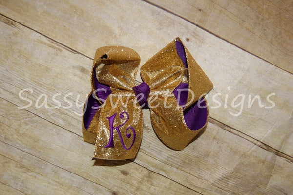 Gold Solid Glitter Hair Bow