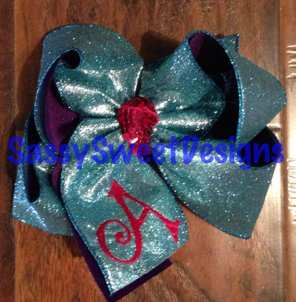 Light Blue/Aqua Solid Glitter Hair Bow