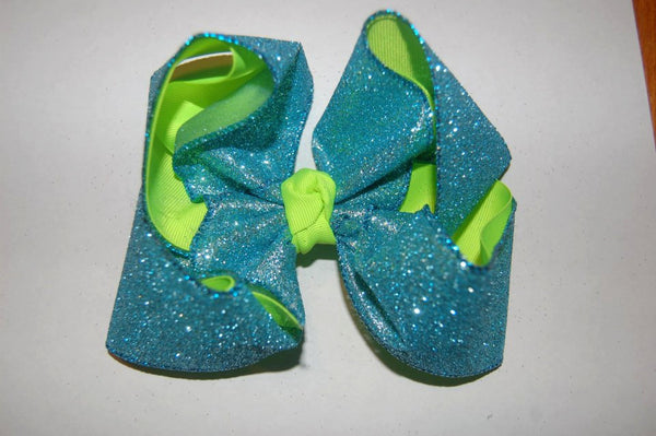 Light Blue/Aqua Solid Glitter Hair Bow
