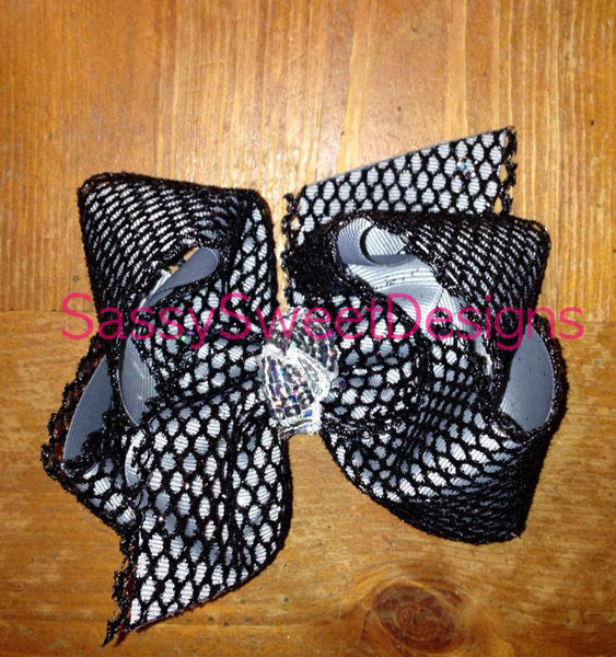 BLACK Glitter Mesh Hair Bow